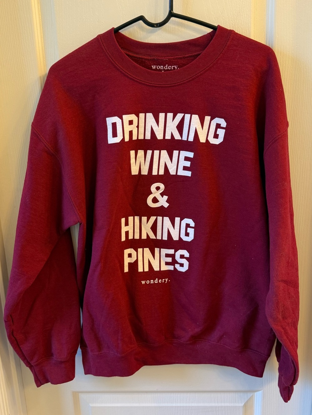Wondery Maroon Crewneck Sweater with White Text